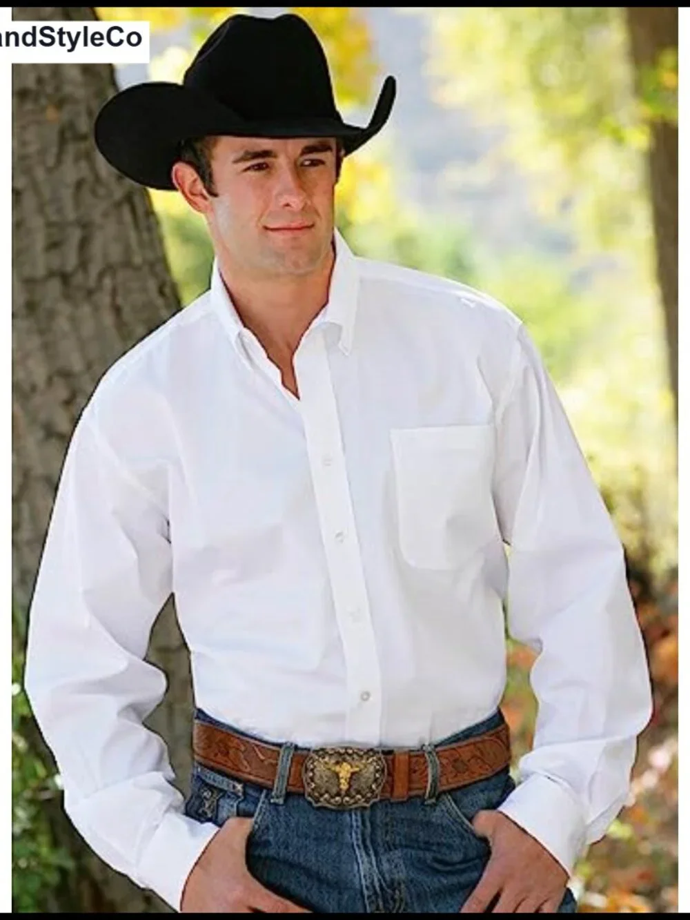 Western PU-Leather Cowboy Buckle Belt with Floral Engraved Longhorn Bull Buckle